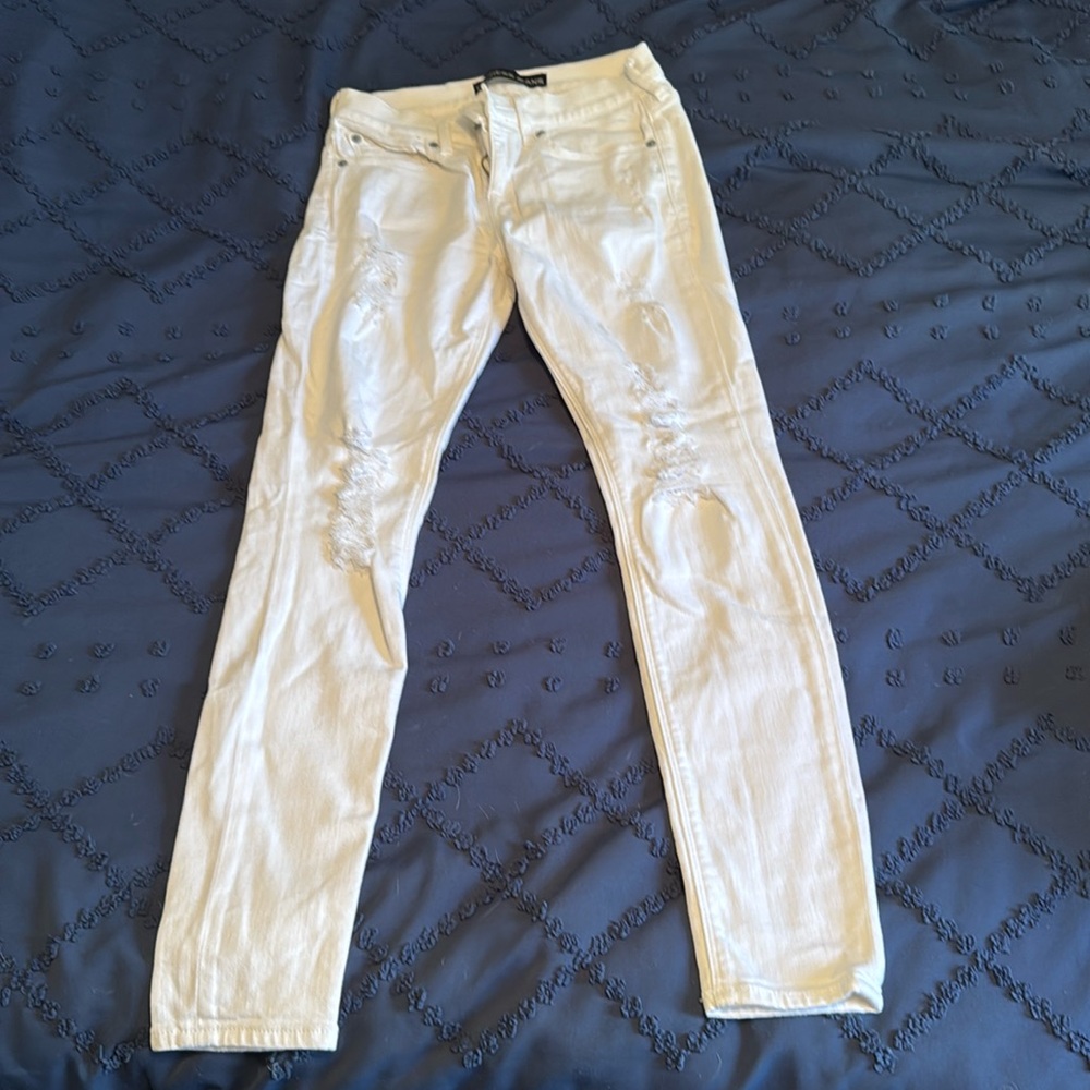 EUC Express stretch skinny distressed white jeans 0 regular